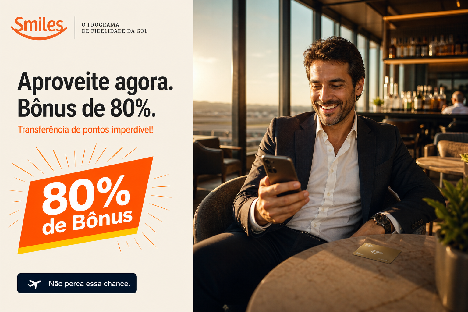SMILES — Não perca essa chance. — Premium Brazilian travel campaign cover image, ultra cinematic photography, 3:2 horizontal composition.

SCENE: A busine
